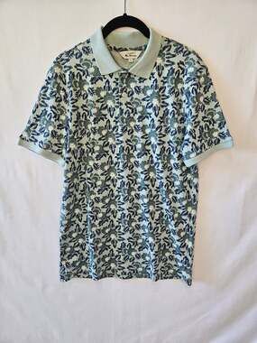 Ben Sherman Polo Shirt Tropical Floral Green Small